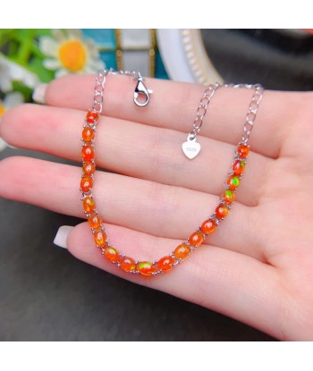 Silver Plated Orange Opal Stone Bracelet for Women français