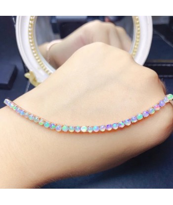 925 Silver Natural Opal Tennis Bracelet, 3mm x 3mm for Women. pas cher chine