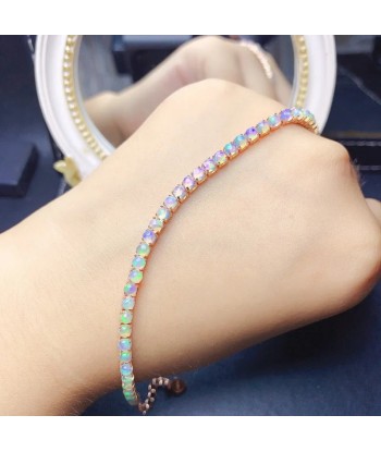 925 Silver Natural Opal Tennis Bracelet, 3mm x 3mm for Women. pas cher chine