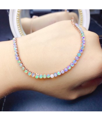 925 Silver Natural Opal Tennis Bracelet, 3mm x 3mm for Women. pas cher chine