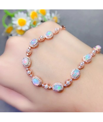 S925 Silver Natural Opal Bracelet, Simple Retro, for Women Profitez des Offres !