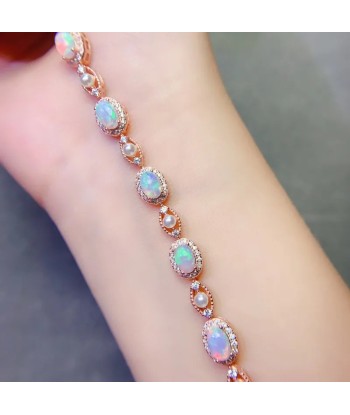 S925 Silver Natural Opal Bracelet, Simple Retro, for Women Profitez des Offres !