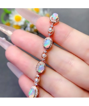 S925 Silver Natural Opal Bracelet, Simple Retro, for Women Profitez des Offres !