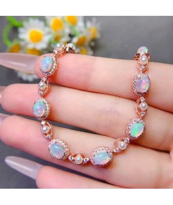 S925 Silver Natural Opal Bracelet, Simple Retro, for Women Profitez des Offres !