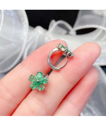 925 Sterling Silver Natural Colombian Emerald Stud Earrings for Women s'inspire de l'anatomie humaine