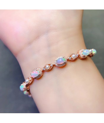 S925 Silver Natural Opal Bracelet, Simple Retro, for Women Profitez des Offres !