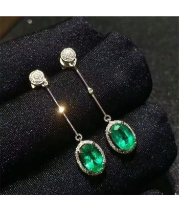 925 Silver Emerald Gemstone Earrings for Women meilleur choix