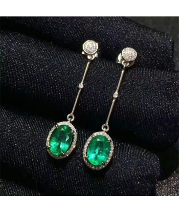 925 Silver Emerald Gemstone Earrings for Women meilleur choix