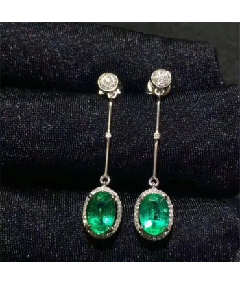 925 Silver Emerald Gemstone Earrings for Women meilleur choix