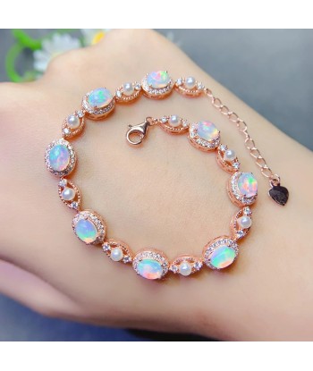 S925 Silver Natural Opal Bracelet, Simple Retro, for Women Profitez des Offres !