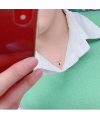 S925 Silver Natural Emerald Gemstone Pendant Necklace for Women À commander