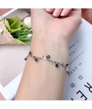 925 Sterling Silver Natural Blue Sapphire Stone Bracelet for Women Toutes les collections ici