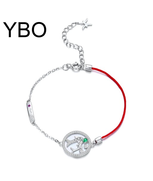 925 Sterling Silver Red String Emerald Bracelet for Women pas cheres