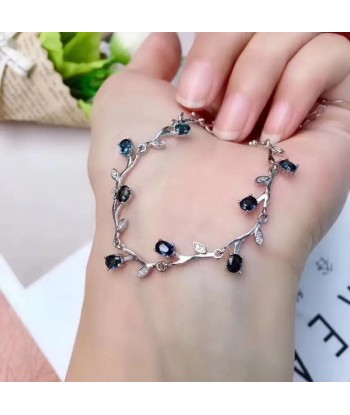 925 Sterling Silver Natural Blue Sapphire Stone Bracelet for Women Toutes les collections ici