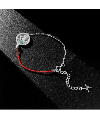 925 Sterling Silver Red String Emerald Bracelet for Women pas cheres