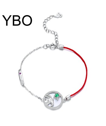 Sterling Silver 925 Natural Emerald Red String Capricon Bracelet for Women du meilleur 