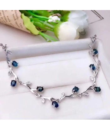 925 Sterling Silver Natural Blue Sapphire Stone Bracelet for Women Toutes les collections ici