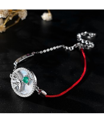 Sterling Silver 925 Natural Emerald Red String Capricon Bracelet for Women du meilleur 