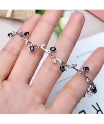 925 Sterling Silver Natural Blue Sapphire Stone Bracelet for Women Toutes les collections ici