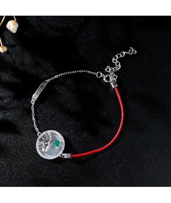 Sterling Silver 925 Natural Emerald Red String Capricon Bracelet for Women du meilleur 