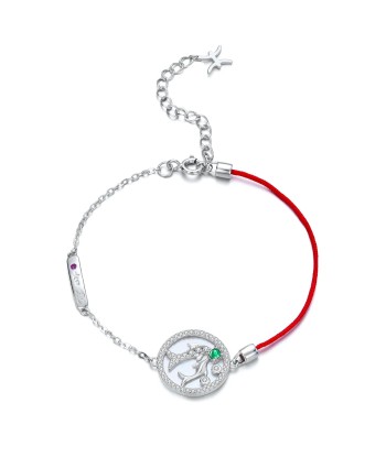 925 Sterling Silver Red String Emerald Bracelet for Women pas cheres