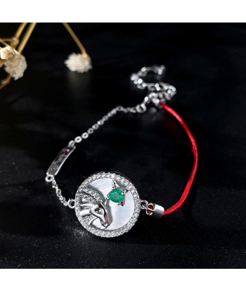 Sterling Silver 925 Natural Emerald Red String Capricon Bracelet for Women du meilleur 