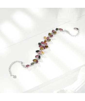 925 Sterling Silver Tourmaline Bracelet, Flower Design for Women livraison gratuite