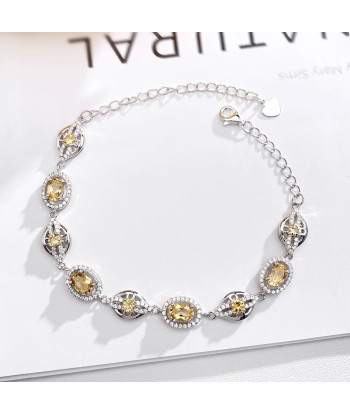 Sterling Silver Peridot Citrine CZ Geometric Chain Bracelet for Women vente chaude votre 