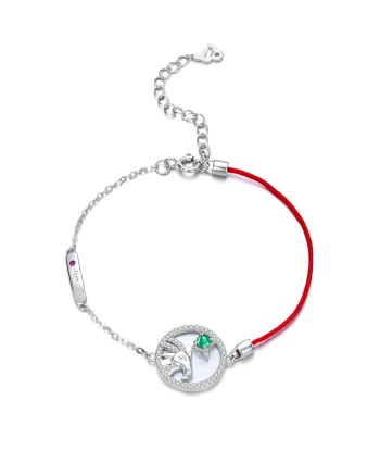 Sterling Silver 925 Natural Emerald Red String Capricon Bracelet for Women du meilleur 