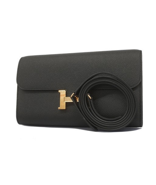 Auth Hermes Shoulder Wallet Constance Long To Go Z Engraved Epson Black Rose Gold Metal paiement sécurisé