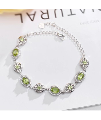 Sterling Silver Peridot Citrine CZ Geometric Chain Bracelet for Women vente chaude votre 