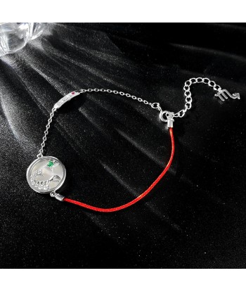 Sterling Silver Red String Emerald Friendship Bracelet for Women Dans la société mordern