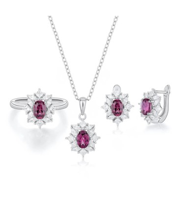 Sterling Silver Pyrope Zircon Jewelry Set for Women suggérées chez