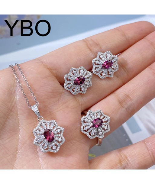 925 Sterling Silver Pyrope Gemstone Jewelry Set For Women en ligne des produits 