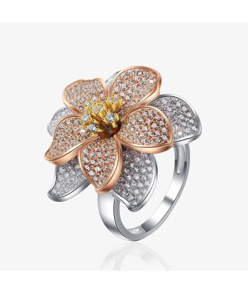 925 Sterling Silver Fancy Vivid White Sapphire Flower Ring for Women Livraison rapide