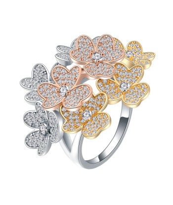 925 Sterling Silver Fancy Vivid White Sapphire Flower Ring for Women Livraison rapide