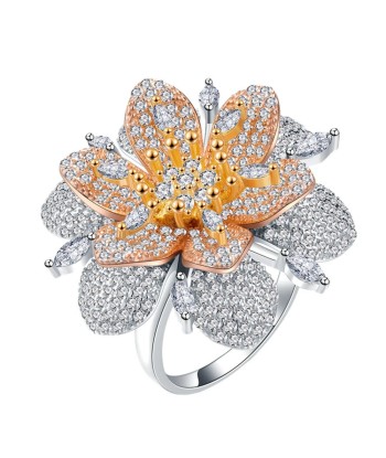 925 Sterling Silver Fancy Vivid White Sapphire Flower Ring for Women Livraison rapide