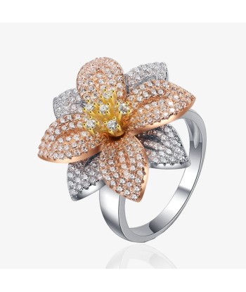 925 Sterling Silver Fancy Vivid White Sapphire Flower Ring for Women Livraison rapide