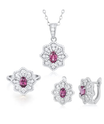 925 Sterling Silver Pyrope Gemstone Jewelry Set For Women en ligne des produits 