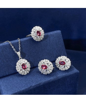 925 Sterling Silver Natural Pyrope Gemstone Cubic Zircon Jewelry Sets for Women la colonne vertébrale