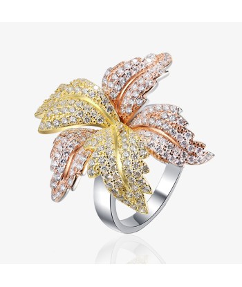 925 Sterling Silver Fancy Vivid White Sapphire Flower Ring for Women Livraison rapide