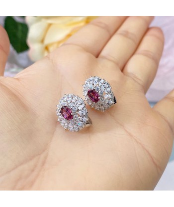 925 Sterling Silver Natural Pyrope Gemstone Cubic Zircon Jewelry Sets for Women la colonne vertébrale