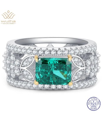 Sterling Silver 2CT Radiant Cut Moissanite, Emerald, Amethyst, Aquamarine Ring for Women prix