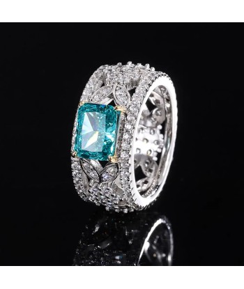 Sterling Silver 2CT Radiant Cut Moissanite, Emerald, Amethyst, Aquamarine Ring for Women prix