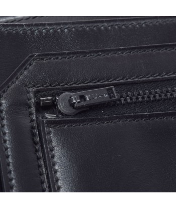 HERMES black engraved unknown unisex box calf muffler bi-fold wallet d'Europe débarque