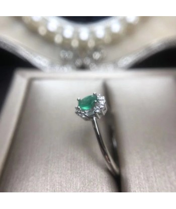 925 Sterling Silver Colombian Emerald Ring for Women de l' environnement