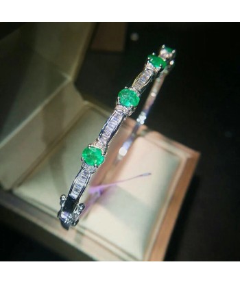 Sterling Silver Emerald Bracelet with Designer Charms. for Women JUSQU'A -70%! 