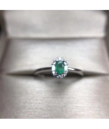 925 Sterling Silver Colombian Emerald Ring for Women de l' environnement