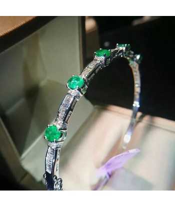 Sterling Silver Emerald Bracelet with Designer Charms. for Women JUSQU'A -70%! 