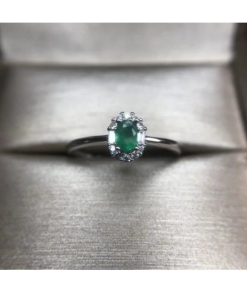 925 Sterling Silver Colombian Emerald Ring for Women de l' environnement